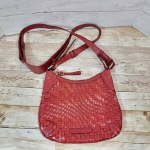 Cole Haan Genevieve red woven leather crossbody bag